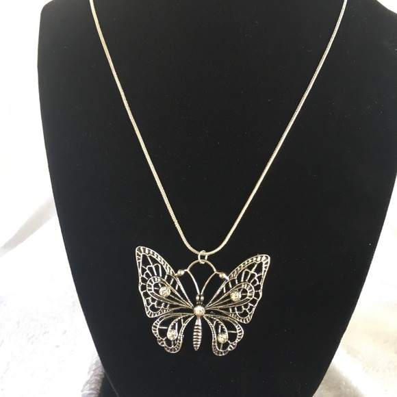 Butterfly Necklace, Silver Fashion Jewelry - Picture 2 of 4